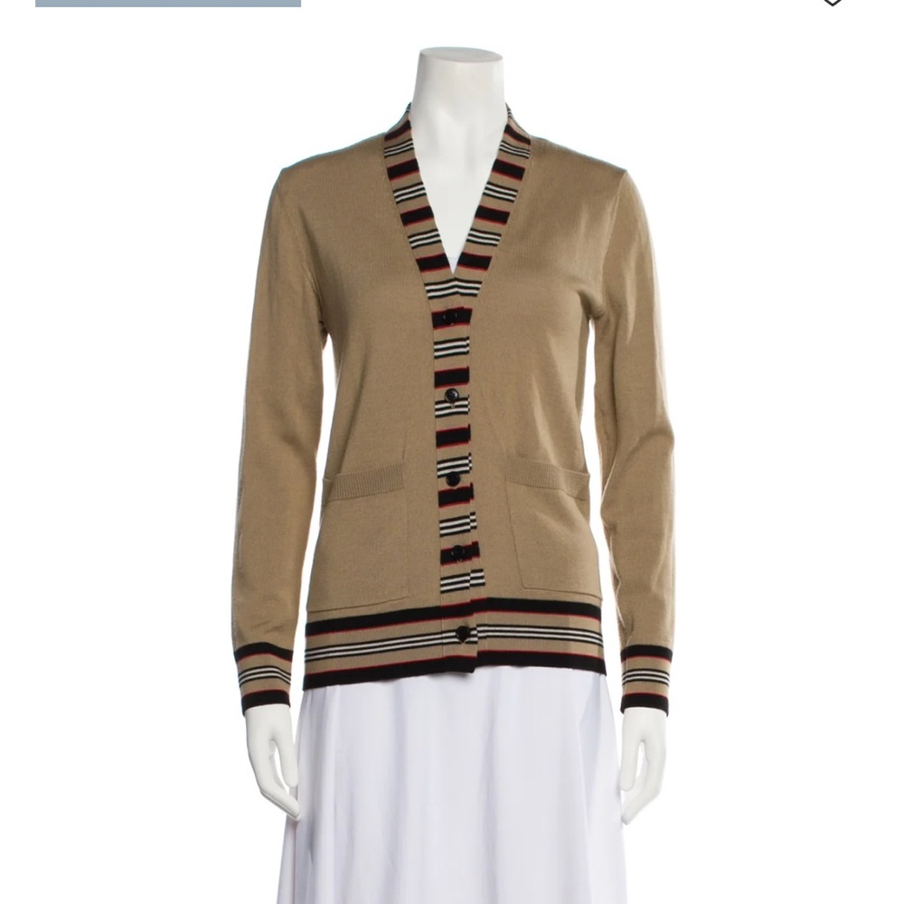 Burberry Merino Wool Striped Cardigan Sweater